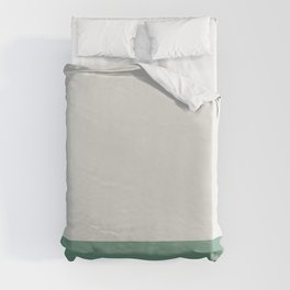 Pale Gray and Teal Sage Green Minimalist Color Block Solid Duvet Cover
