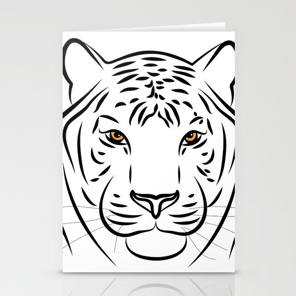Hand-drawn portrait of a tiger head Stationery Cards