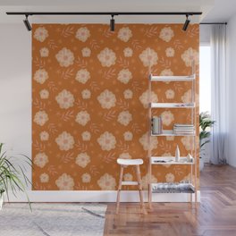 Ochre Floral Pattern - Watercolour Wall Mural