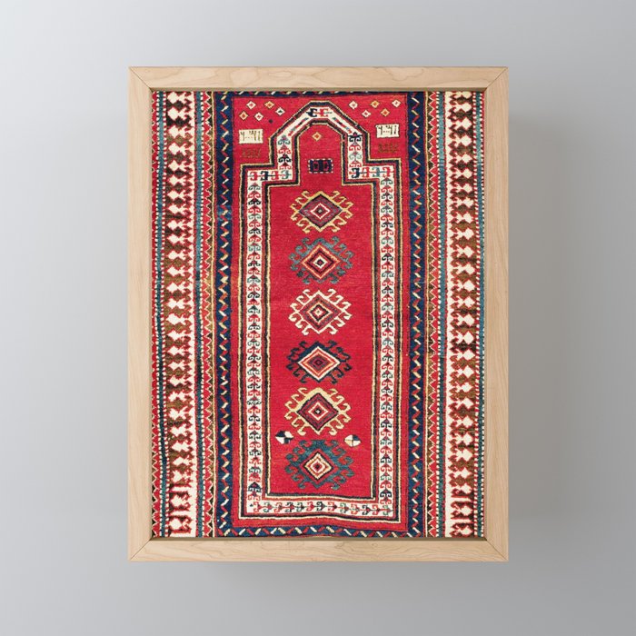 Kazak Southwest Caucasus Niche Rug Print Framed Mini Art Print