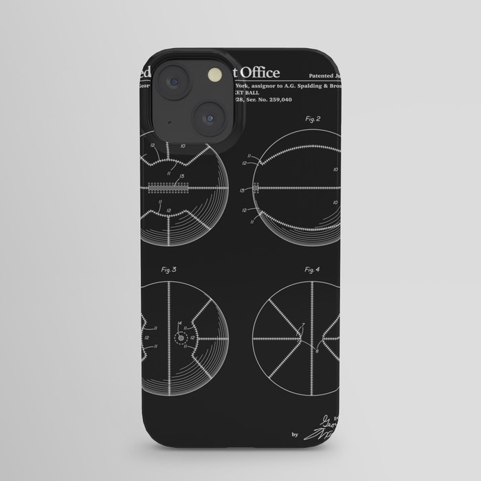 Basketball Patent - Black iPhone Case