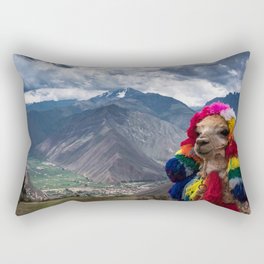 Llama Posing Mountains Cuzco Peru Rectangular Pillow
