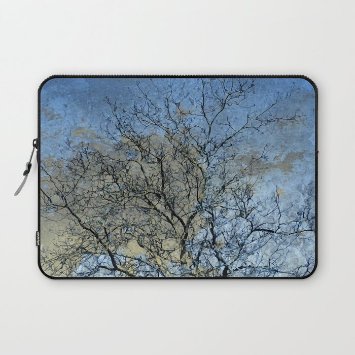 Vintage abstract leafless tree on blue sky Laptop Sleeve