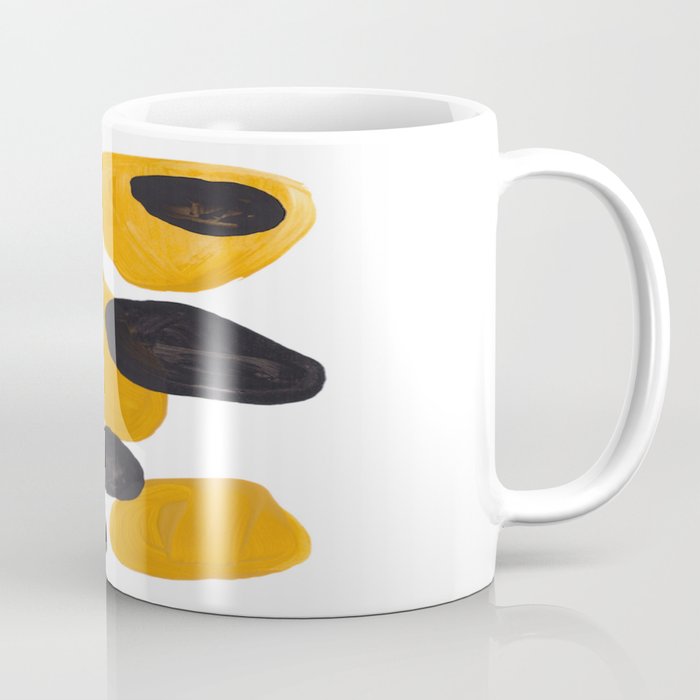 Mid Century Abstract Black & Yellow Fun Pattern Floating Mustard Bubbles Cheetah Print Coffee Mug