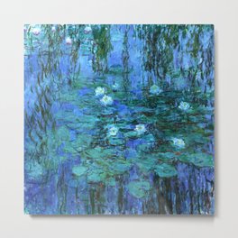 Claude Monet Water Lilies BLUE Metal Print