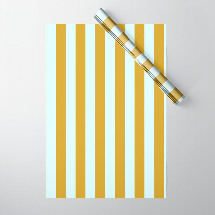 Goldenrod & Light Cyan Colored Lines Pattern Wrapping Paper
