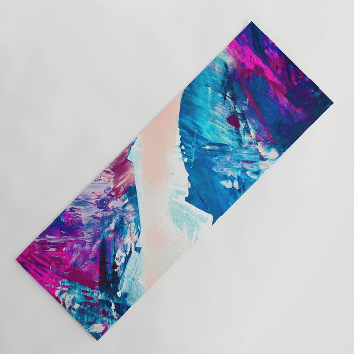 Window Seat: A vibrant abstract painting in pinks and blues by Alyssa Hamilton Art Yoga Mat