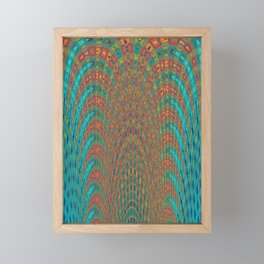 Turquoise Green And Rust Red Abstract Wave Pattern Framed Mini Art Print