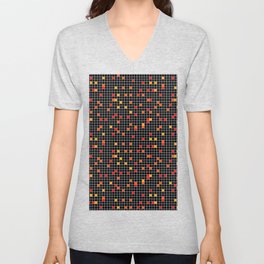 Mosaic Pixel Black Red Yellow Pattern Unisex V-Neck