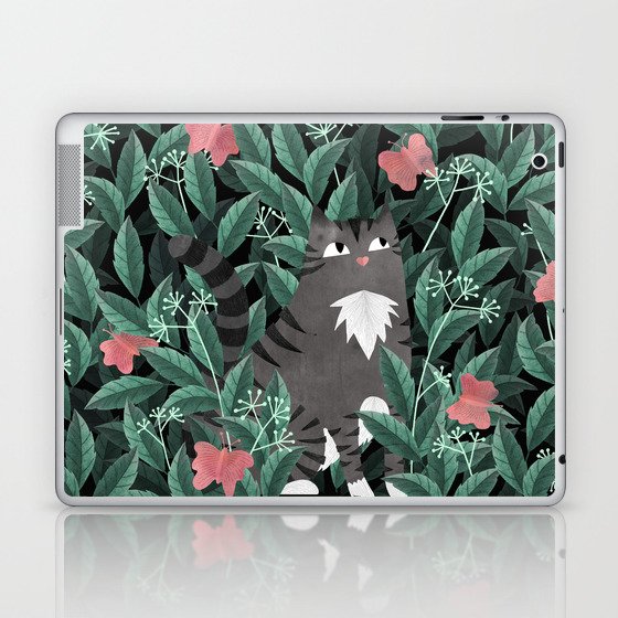 Butterfly Garden (Tabby Cat Version) Laptop & iPad Skin
