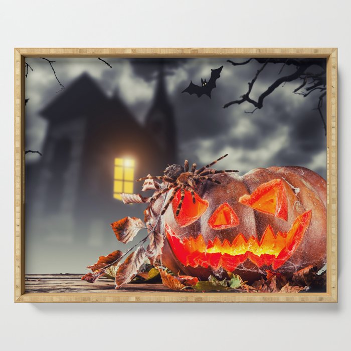 Scary Halloween Pumpkin Serving Tray