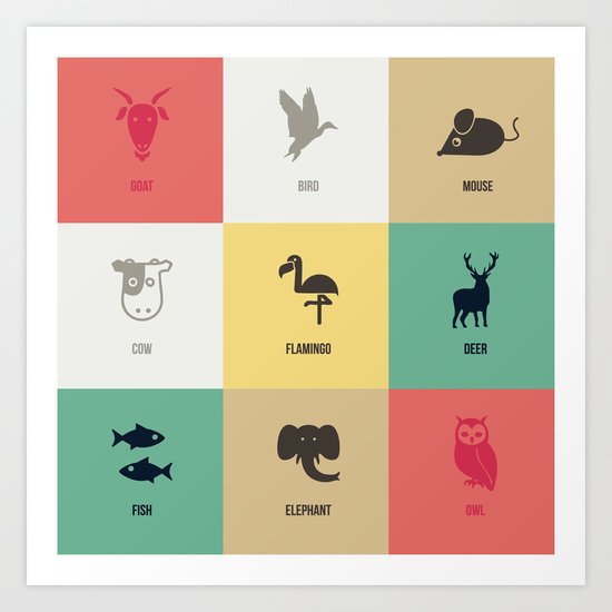 Animals colors Art Print