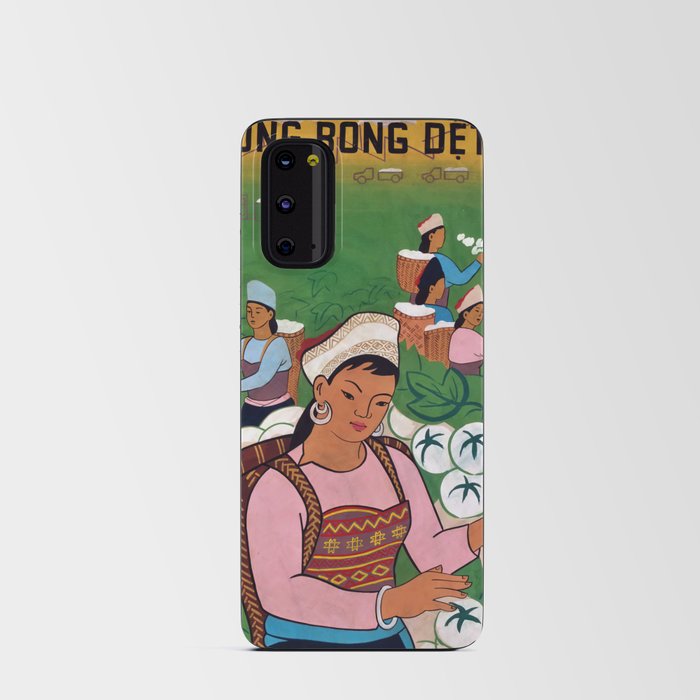 Vietnamese Poster: Cotton Cultivation, Fabric Weaving Trồng bông, dệt vải  Android Card Case