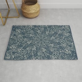 Intricate Mandala Dark Blue Area & Throw Rug