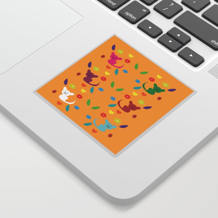 Cat and Flowers Design Sticker