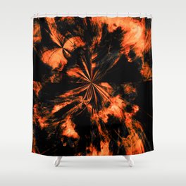 Black and Orange Fire Tie Dye Splash Abstract Artwork Shower Curtain