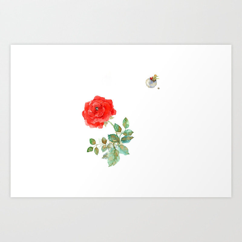 Le Petit Prince Little Prince With Fox Rose Horizontal Kunstdrucke Von Rosetingyi Society6