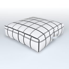 Black Grey and White Windowpane Checks | Outdoor Floor Cushion