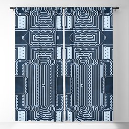Blue Geek Motherboard Circuit Pattern Blackout Curtain