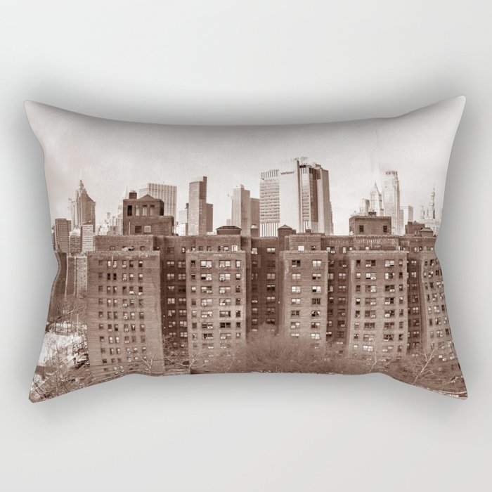 New York City Sepia Rectangular Pillow