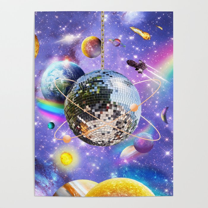 Space Galaxy Disco Ball Poster