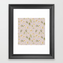 White Daisies Field Seamless Pattern Flowers, Floral Design Artwork, Cute Gerber Aesthetic Framed Art Print