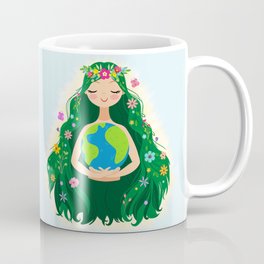 Beautiful Flowing Flower Earth Mother Figure Coffee Mug