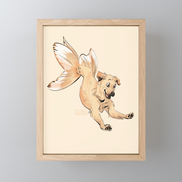 Sea Pups - Goldfish Retriever Framed Mini Art Print