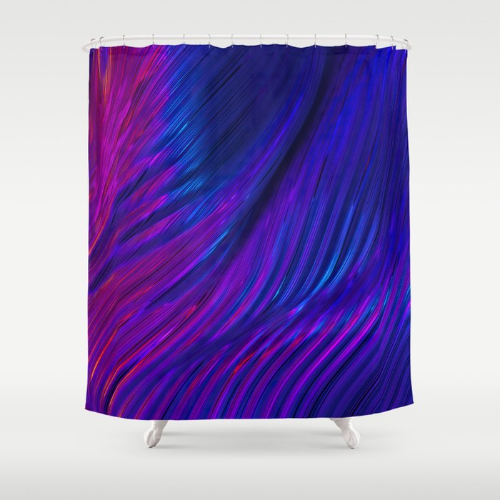 Neon landscape: Abstract wave #4 - purple & blue Shower Curtain