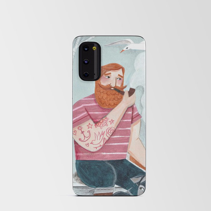 Valentine man sailor captain & dog in boat Android Card Case