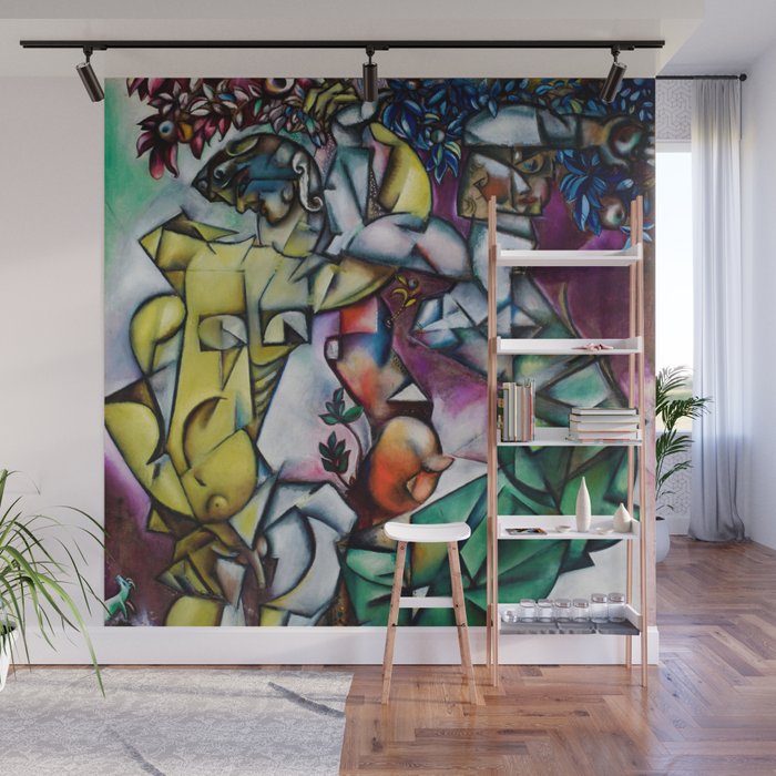 The Temptation (Adam and Eve), floral garden painting by Marc