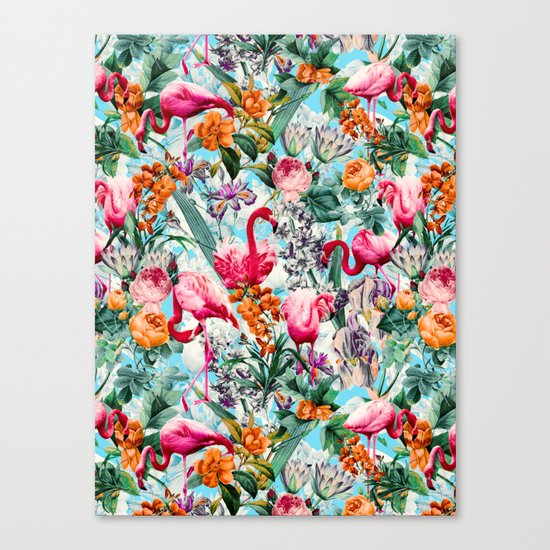 Floral and Flamingo VII pattern Canvas Print