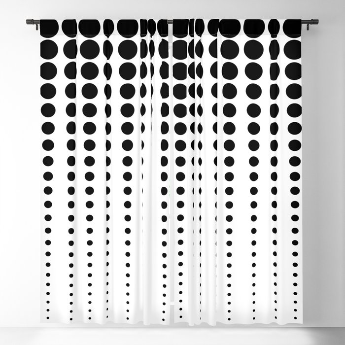 Reduced Black Polka Dots on Solid White Background Minimal Graphic Design Blackout Curtain