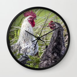 pair of colourful cockerels Wall Clock