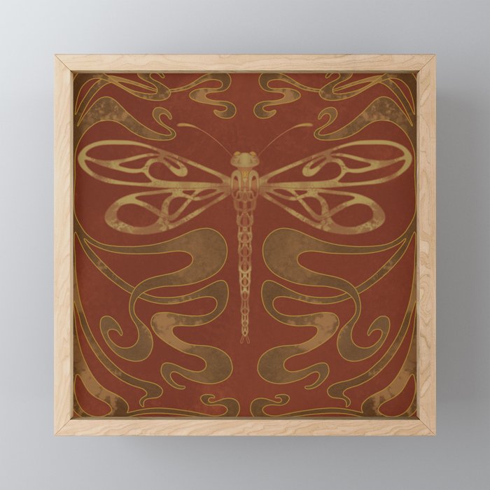 Art Nouveau Dragonfly Framed Mini Art Print