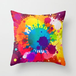 Abstract Art of a Splash Explosion of Many Colors Throw Pillow