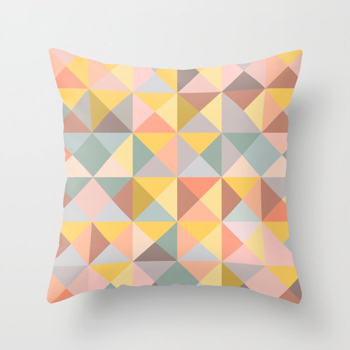Earthy Pastel Triangles Throw Pillow