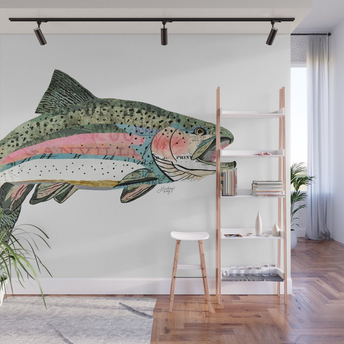 Rainbow Trout Collage Wall Mural
