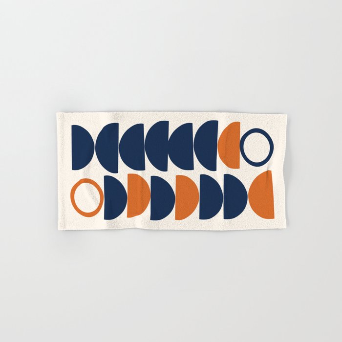 Abstract Shapes 19 in Orange and Navy Blue Hand & Bath Towel