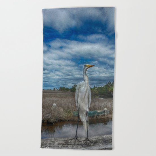 Great Egret Beach Towel