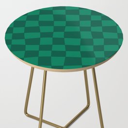 Hand Drawn Checkerboard Pattern (emerald green) Side Table