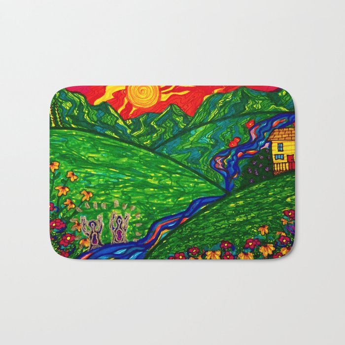 River By the Yellow House Bath Mat