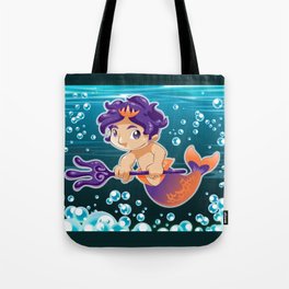 Baby triton with trident in his hands. Tote Bag