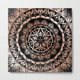 Rose Gold Black Damask Mandala Metal Print | Rosegoldblack, Vector, Damask, Graphicdesign, Trendy, Mandala, Rosegoldmandala, Elegant, Aesthetic, Whimsical 