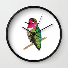 Anna's Hummingbird Wall Clock | Realism, Watercolor, Jmjdesigns, Ink, Botanical, Rotterdam, Hummingbird, Botanique, Botanic, Bird 