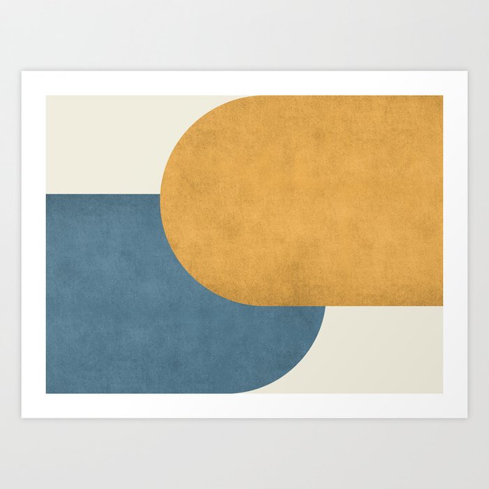 Halfmoon Colorblock - Gold Blue Art Print