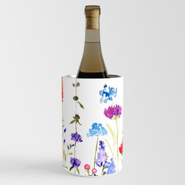 colorful wild flowers watercolor painting Wine Chiller