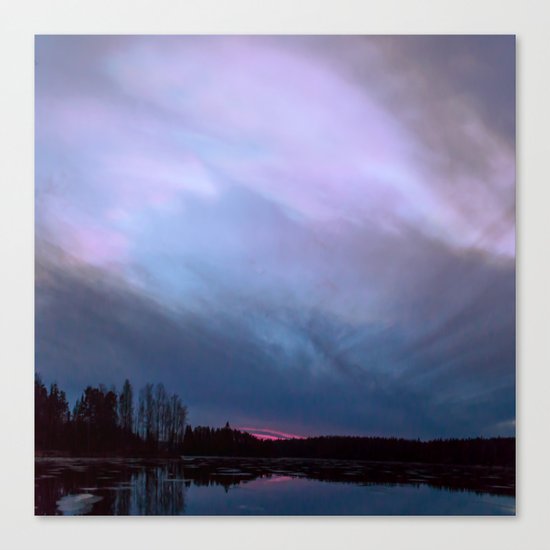 Sunset in winter evening Canvas Print