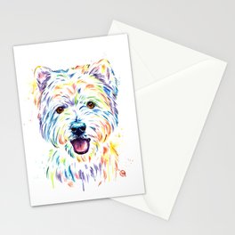 Westie Colorful Pet Portrait Watercolor Painting Stationery Cards