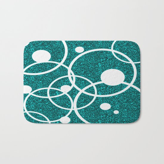Circles on Black and Blue Bath Mat